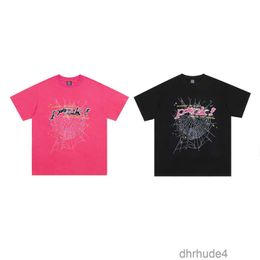 Men t Shirt Pink Young Thug Sp5der 555555 Mans Women Quality Foaming Printing Spider Web Pattern 555 Fashion Top Tees 24ss HF1X VZPZ FRT8 3E2F