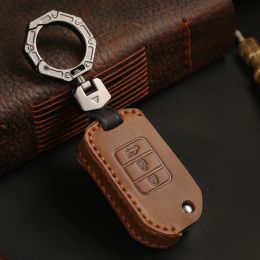 Genuine Leather Car Key Cover for Honda Civic HRV CRV XRV CR-V Crider Odyssey Pilot Fit Accord Keyring Shell Fob Case Holder