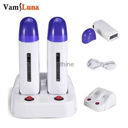 Epilators Portable Wax Warmer Hair Removal Machine Double Electric Depilatory Roll On Wax Heater Home Waxing Machine for Travel Home YQ240119