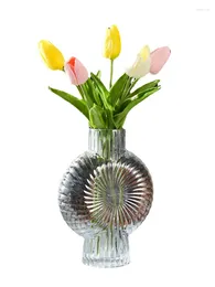 Vases Chinese Style Personalised Glass Vase Transparent Aquatic Art Decoration Living Room Flowers Flower Container Light Luxury