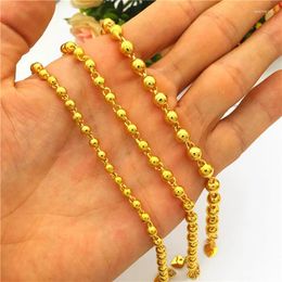 Charm Bracelets Pure Gold Colour & Bangle For Women Fashion 24k Plating 4mm /5mm Soild Ball Beads Women's Girls Bracelet Jewelery