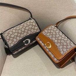 New Jacquard Fabric Cowhide Crossbody Bandi Classic Old Flower Flap Small Square Bag 80% off outlets slae