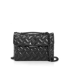 Kurt Geiger London Kensington Full Black Soft Leather Handbags Luxury Chains Shoulder Bag Big Cross Body Purse and bag 1130ess