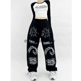 Women's Pants Capris Womens Sweatpants Black High Waist Loose Personality Print Jazz Dance Trousers Fashion Casual Hip Hop Wide Leg Pants Streetwearephemeralew