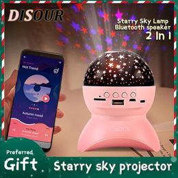 Speakers DISOUR Colorful Starry Sky Lamp Wireless BluetoothCompatible Speaker Music Projector Night Lamp For Present Christmas Gift