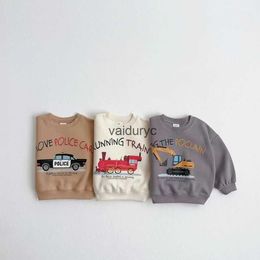 Hoodies Sweatshirts Autumn New Baby Cute Cartoon Print Pullover Infant Boy Car Pattern Sweatshirt Toddler Girl Tops Cotton Kids Casual Sweatshirt H240508