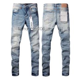 Purple Jeans Mens Designer Embroidery Quilting Ripped for Trend Brand Vintage Pant Casual Solid Classic Straight Jean Male Motorcycle Rock Revival 2X8V