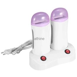 Epilators Double Depilatory Wax Heater Epilator Cartridge Wax Roller Base Roll On Waxing Refillable Hair Removal Wax-melt Machine 2 in 1 YQ240119