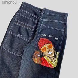 Men's Jeans JNCO Y2K men clothing baggy jeans Harajuku Pattern Gothic Streetwear Men Women Rock cargo pants men Vintage Loose baggy jeansL240119