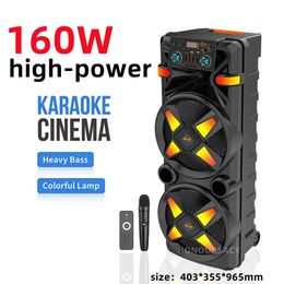 Speakers 12 Inch Double Horn Subwoofer 160W Super Large Outdoor Bluetooth Speaker Portable Wireless Column Bass Sound with Microphone FM