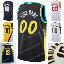 Custom Chris Duarte Bennedict Mathurin Kids City Basketball Jerseys Youth PaceR Tyrese Haliburton CE Jersey Black Buddy Hield Jalen Smith Isaiah Jackson 00