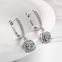 Stud Earrings Personalized Geometric Square Zircon Hoop For Women Girls Elegant Korean Style Crystal Jewelry Lady Gift