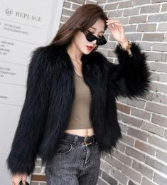 Women's Fur Coat 2024 Winter Woven Women Short Jacket White Black Pink Stylish Korean Fashion Artificial Outerwear