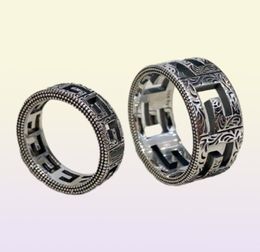 2022 Fashion Band Rings Vintage Great Wall Pattern Designer Trendy 925 Silver Ring for Women Wedding Rings Men Jewelry2075361