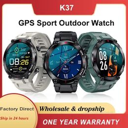 Watches K37 GPS Smart Watch Men 1.32IPS 480mAh Fitness Tracker 24/7 Heart Rate IP68 Waterproof Blood ox Outdoor Sport Smartwatch pk K27