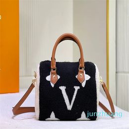 Designer - Classic material cashmere fashion lady High handbag famous single-shouldered winter size 25-19-15cm