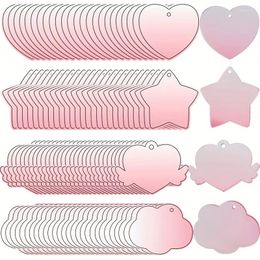 Keychains 80 Pieces Sublimation Pink Acrylic Keychain Blanks Gradient Pendants Includes Heart Stars Clouds Love Wing