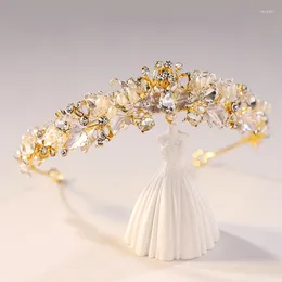 Hair Clips Baroque Bride Leaf Crown Artificial Crystal Romantic Birthday Headwear