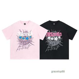 Spider Web Men's T-shirt Designer Sp5der Women's t Shirts Fashion 55555 Short Sleeves Hip Hop Singer Young Thug Same Foam Letter Couple Pink Tee C9kj