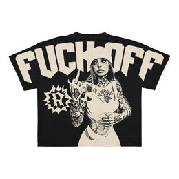 Дизайнерская рубашка мужская футболка уличная одежда Y2K Tshirt Mens Harajuku Hip Hop Graphic Print Круглая шея негабаритная новая панк-рок-готическая готика Topsyolq 238