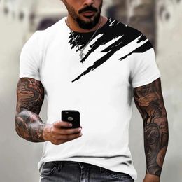 Mens T Shirts T-shirt Trendy Design Black And White Colour Art 3D Printed Oversized Round Neck Tops Loose Casual Simple Style Shirt