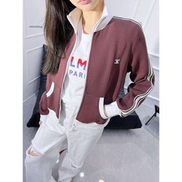 miui miui jacket CE23 Autumn/winter New Letter Embroidery Side Stripe Splicing Jacket with Ribbon Coat Fashion Versatile Casual