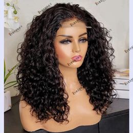 5X5 HD Lace Closure Glueless Water Wave Jet Black Human Hair Wigs for Black Women 250Density Thick 13x4 Lace Front Wig Natural