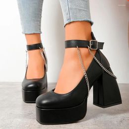 Sandals 2024 Brand Great Quality Block High Heel Chunky Platform Shoes Spring Summer Sexy Goth Mary Jane Footwear Pumps