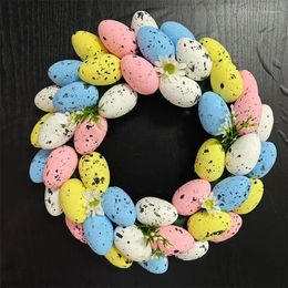 Decorative Flowers Easter Egg Wreath Artificial Hanging Front Door Farmhouse Spring Home Wall Decoration Wreaths