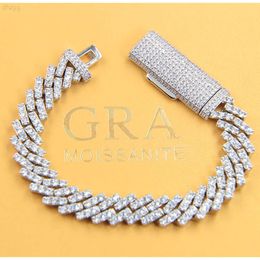 10 Mm Wide Single Row Cuban Link Chain Hiphop Jewellery Gra Vvs Moissanite Round Cut Diamond Necklace Bracelet Fine Jewellery