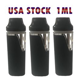 Black E-Cigarettes Empty Vaporizer 1.0ml Blank Pod Carts Palm Size Disposable Vape Pens 280mAh Rechargeable Battery Ceramic Coil Large Vapor USA STOCK for Thick Oil