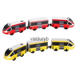 Model Building Kits Remote Control Electric Train 3 Section Magnetic Link Compatible Toy Yellow Harmony Train Car Wooden New Hot Salevaiduryb