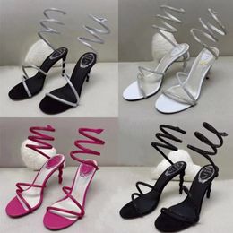 Rene Caovilla Nuove sandali femminili Crystal Bling Bling intrecciato Shinestone High Teli Scarpe estive per donne STLETTOS35-43 Dimensioni