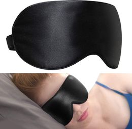 100% Mulberry Silk Eye Mask for Men Women, Block Out Light Sleep Mask & Blindfold, Soft & Smooth Sleep Mask, No Pressure for A Full Night's Sleep, Black