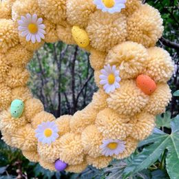 Decorative Flowers YILEEGOO Easter Wreath Puffy Plush Ball With Eggs Holiday Decor For Home Office