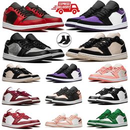 With box basketball shoes Black Phantom men women lows Mocha Olive White Metallic Gold Court Purple Panda Black Guava Ice Crimson Tint Silver Toe mens trainer