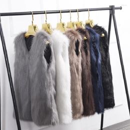 Women's Fur MJ-123 Fashion Women Clothing Winter Long Imitation Vest Warm Furry Faux Jacket