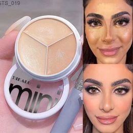 Concealer Moisturising Contour Concealer Palette with Brush Full Coverage Dark Circles Acne Spot Concealer Cream Makeup Cosmetics 3 Colours