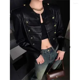 Women's Jackets Pu Leather Jacket Short Autumn Winter High-waisted Women Coat