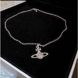 Viviance Fashion Luxury Classic Diamond Saturn Necklace Unique Design Diamond Planet Collar Chain designer jeweler Westwood For Woman High quality Holiday Gifts
