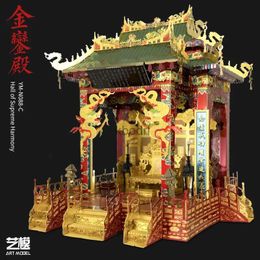 Craft Tools MU 3D Metal Puzzle Chinese architecture Hall Of Supreme Harmony model kits DIY 3D Assemble Jigsaw Toys gift for children YQ240119