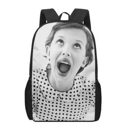 Bags Millie Bobby Brown 3D Pattern School Bag for Children Girls Boys Casual Book Bags Kids Backpack Boys Girls Schoolbags Bagpack