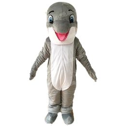 Halloween Cartoon Grey Dolphin Mascot Costume High Quality customize Cartoon Plush Tooth Anime theme character Adult Size Christmas Carnival fancy dress