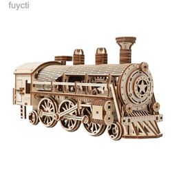 Arts and Crafts 3D Wooden Puzzles For Adult DIY Model Block Kits Movable Steam Train Car Assembly Handmade Toy Hobby Creative Teen Kid Gift YQ240119