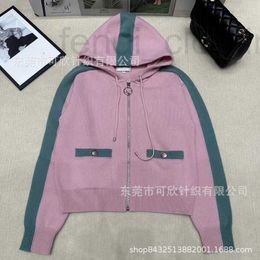 Women's Sweaters Designer Brand Wind Round Neck Hooded Zippered Knit Cardigan Pink Girl Style Sweet Little Jacket 2023 New Product 5XPT