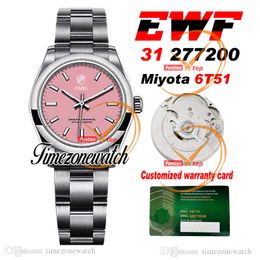 EWF 277200 31mm Miyota 6T51 Automatic Womens Watch Pink Dial Stick Markers 904L Steel Case Bracelet Best Edition Same Serial Warranty Card Timezonewatch EW31D