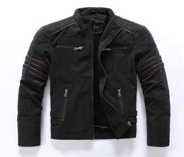 New Motorcycle Washed Retro Velour Leather Jacket Winter Jacket Men Stand Collar Mens 3 Color Top Coats Plus Size2542936