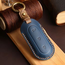 Car Smart Key Cover Case for Leading Ideal Li ONE Auto L9 L8 2022 2023 Keyring Fob Holder Genuine Leather Shell Protector