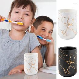 Bath Accessory Set Ceramic Toothbrush Holder Marble Pattern Bathroom Mouthwash Cup Comfortable Grip Storage Organiser For Toothpaste