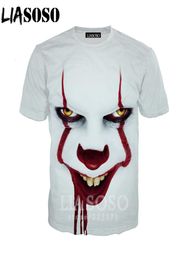LIASOSO Men Tshirt 3D Print Horror Movie It Chapter Two T Shirt Unisex Funny Men039s Tshirts Women Cosplay Clown Tees Tops D017981691